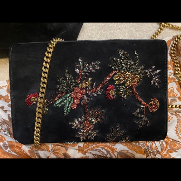 SOLD: YSL Saint Laurent Floral Bird Suede Kate Bag - Picture 4 of 5